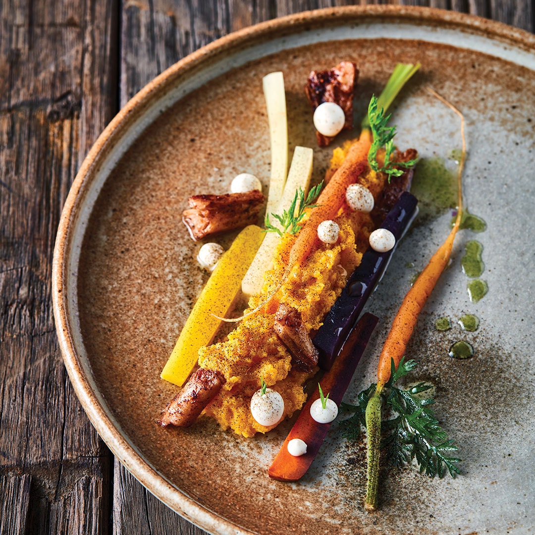 Carottes en 4 façons et émincé végétalien en sauce Mole